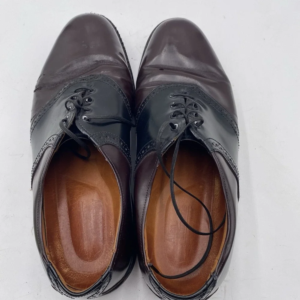 Allen Edmonds Shelton Men's Leather Saddle Oxford Sz 10.5‎ C Black/Burgundy WEAR